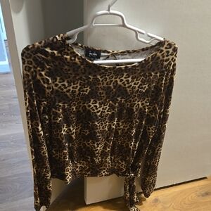 by & by Leopard Print Long Sleeve Top